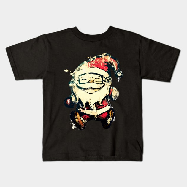 Christmas Santa Vintage Street Art Kids T-Shirt by TomFrontierArt